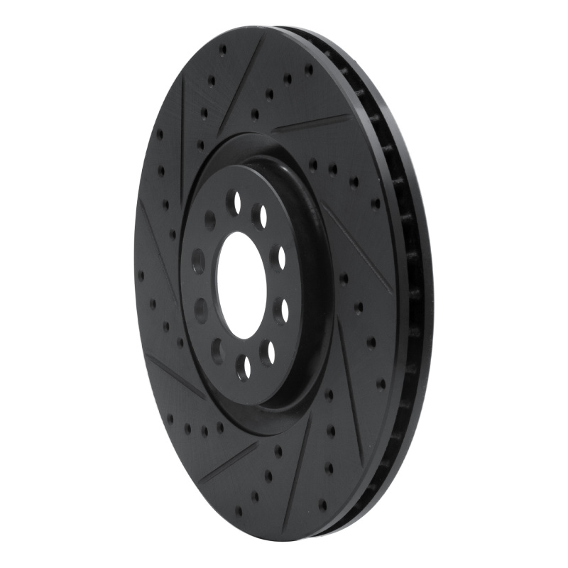 Audi TT Quattro Brake Rotor (1) - Front Left - R1 Concepts - Drilled & Slotted - Black - `00-`06